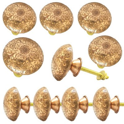 S-GUARD Pure Brass knobs for Drawer, Racks, Kitchen Cabinets, Wardrobe- Pack of 10- Copper