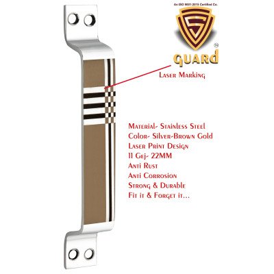 S-GUARD Stainless Steel Door & Cabinet Handles, Knobs Handles-Size-6 Inch-6 Pcs-Laser Printed Design-SSL37