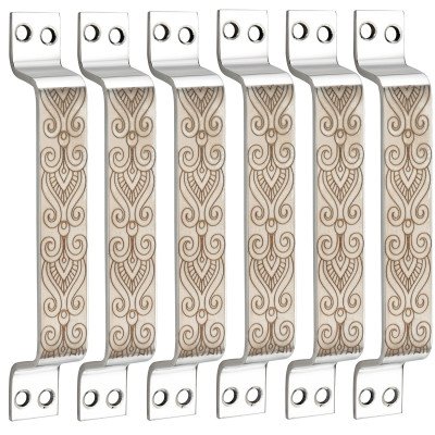 S-GUARD Stainless Steel Door & Cabinet Handles, Knobs Handles-Size-6 Inch-6 Pcs-Laser Printed Design-SSL42