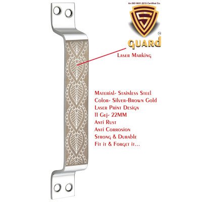 S-GUARD Stainless Steel Door & Cabinet Handles, Knobs Handles-Size-6 Inch-6 Pcs-Laser Printed Design-SSL43