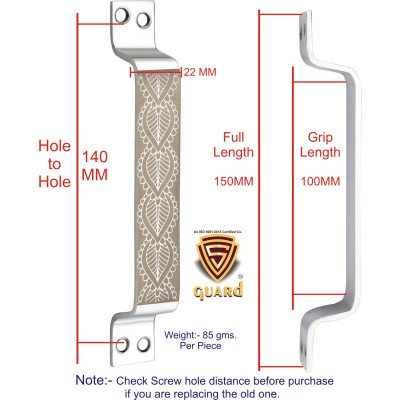 S-GUARD Stainless Steel Door & Cabinet Handles, Knobs Handles-Size-6 Inch-6 Pcs-Laser Printed Design-SSL43