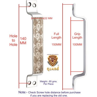 S-GUARD Stainless Steel Door & Cabinet Handles, Knobs Handles-Size-6 Inch-6 Pcs-Laser Printed Design-SSL44