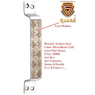 S-GUARD Stainless Steel Door & Cabinet Handles, Knobs Handles-Size-6 Inch-6 Pcs-Laser Printed Design-SSL44