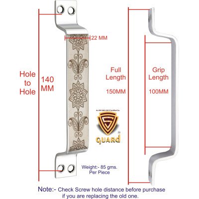 S-GUARD Stainless Steel Door & Cabinet Handles, Knobs Handles-Size-6 Inch-6 Pcs-Laser Printed Design-SSL45