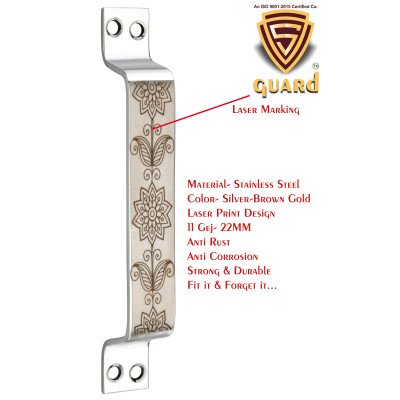 S-GUARD Stainless Steel Door & Cabinet Handles, Knobs Handles-Size-6 Inch-6 Pcs-Laser Printed Design-SSL45