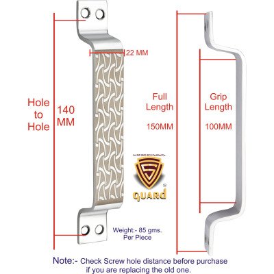 S-GUARD Stainless Steel Door & Cabinet Handles, Knobs Handles-Size-6 Inch-6 Pcs-Laser Printed Design-SSL47