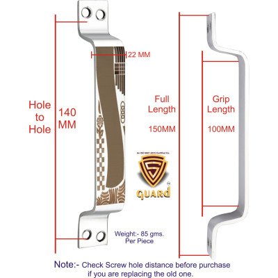 S-GUARD Stainless Steel Door & Cabinet Handles, Knobs Handles-Size-6 Inch-6 Pcs-Laser Printed Design-SSL48