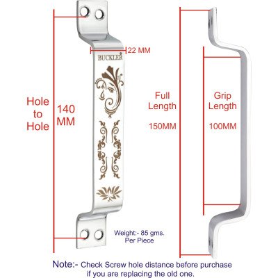 BUCKLLER Stainless Steel Door & Cabinet Handles, Knobs Handles-Size-6 Inch-6 Pcs-Laser Printed Design-SSL51