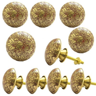 S-GUARD Pure Brass knobs for Drawer, Racks, Kitchen Cabinets, Wardrobe- Pack of 10 Maroon