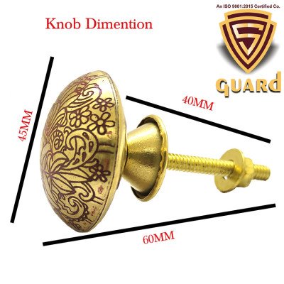 S-GUARD Pure Brass knobs for Drawer, Racks, Kitchen Cabinets, Wardrobe- Pack of 10 Maroon