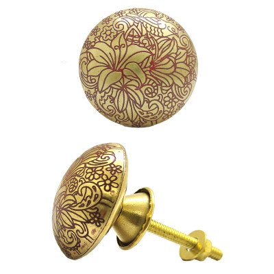 S-GUARD Pure Brass knobs for Drawer, Racks, Kitchen Cabinets, Wardrobe- Pack of 10 Maroon