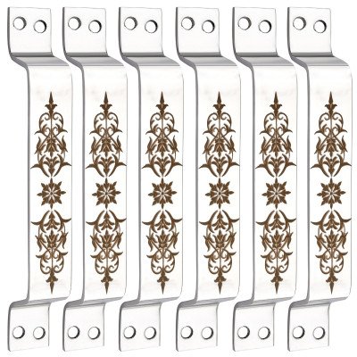 BUCKLLER Stainless Steel Door & Cabinet Handles, Knobs Handles-Size-6 Inch-6 Pcs-Laser Printed Design-SSL06