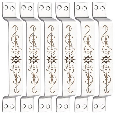 BUCKLLER Stainless Steel Door & Cabinet Handles, Knobs Handles-Size-6 Inch-6 Pcs-Laser Printed Design-SSL07