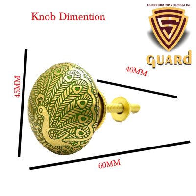 S-GUARD Pure Brass knobs for Drawer, Racks, Kitchen Cabinets, Wardrobe- Pack of 10 Peacock