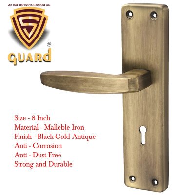 S-GUARD Iron Mortise Handle Lock for Main Door, Bedroom, Main Gate Heavy Duty-70MM Double Turn Lock-8 Inch-Punch