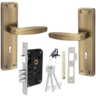 S-GUARD Iron Mortise Handle Lock for Main Door, Bedroom, Main Gate Heavy Duty-70MM Double Turn Lock-8 Inch-Punch