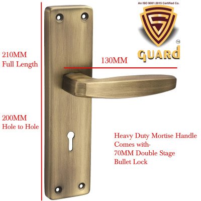 S-GUARD Iron Mortise Handle Lock for Main Door, Bedroom, Main Gate Heavy Duty-70MM Double Turn Lock-8 Inch-Punch