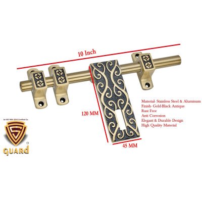 S-Guard Push to Close Latch  (Aluminium, Stainless Steel) Finish-Gold Antique, Size -10 Inch-Creta