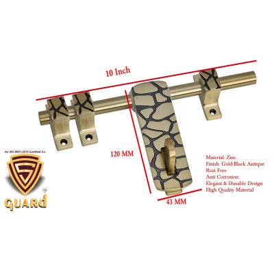 S-Guard Push to Close Latch  (Aluminium, Stainless Steel) Finish-Gold Antique, Size -10 Inch-Dzire