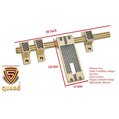 S-Guard Push to Close Latch  (Aluminium, Stainless Steel) Finish-Gold Antique, Size -10 Inch Alodrop-Star