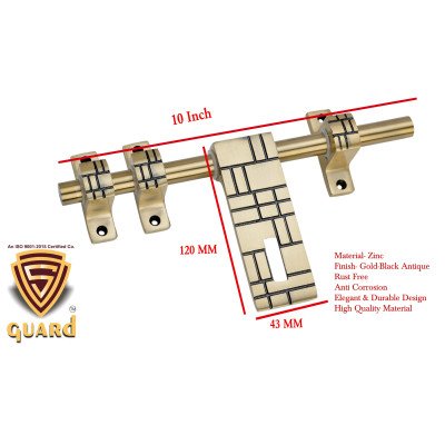 S-Guard Push to Close Latch  (Aluminium, Stainless Steel) Finish-Gold Antique, Size -10 Inch Alodrop-Unique