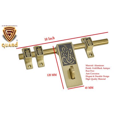 S-Guard Push to Close Latch  (Aluminium, Stainless Steel) Finish-Gold Antique, Size -10 Inch Alodrop-Ganapati