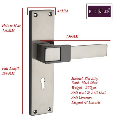 BUCKLER Zinc Alloy-4108-Black Silver 8 Inch Mortise Handle set-70MM Double Turn Bullet Lock  (Silver, Black)