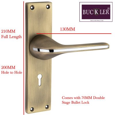 BUCKLER Zinc Alloy-4218-Gold Antique 8 Inch Mortise Handle set-70MM Double Turn Bullet Lock  (Gold Antique)