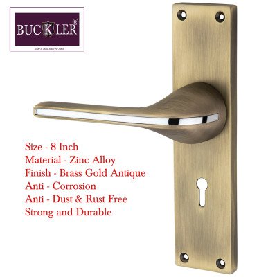 BUCKLER Zinc Alloy-4218-Gold Antique 8 Inch Mortise Handle set-70MM Double Turn Bullet Lock  (Gold Antique)