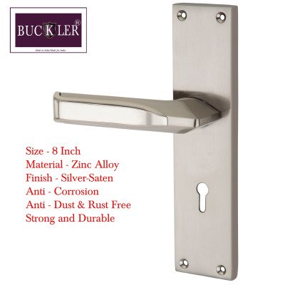 BUCKLER Zinc Alloy-4228-Silver 8 Inch Mortise Handle set-70MM Double Turn Bullet Lock  (Silver Saten)