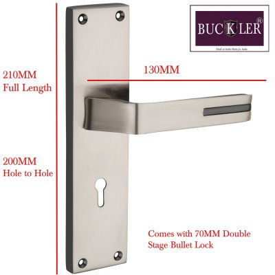 BUCKLER Zinc Alloy-4068-Silver 8 Inch Mortise Handle set-70MM Double Turn Bullet Lock  (Black Silver)