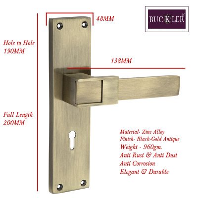 BUCKLER Zinc Alloy-4098-Silver 8 Inch Mortise Handle set-70MM Double Turn Bullet Lock  (Gold Antique)