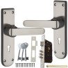 BUCKLER Zinc Alloy-4118-Silver 8 Inch Mortise Handle set-70MM Double Turn Bullet Lock  (Black Silver)