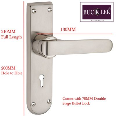 BUCKLER Zinc Alloy-4128-Silver 8 Inch Mortise Handle set-70MM Double Turn Bullet Lock  (Silver-Saten)