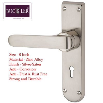 BUCKLER Zinc Alloy-4128-Silver 8 Inch Mortise Handle set-70MM Double Turn Bullet Lock  (Silver-Saten)