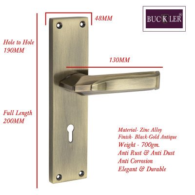 BUCKLER Zinc Alloy-4158-God Antique 8 Inch Mortise Handle set-70MM Double Turn Bullet Lock  (Gold Antique)