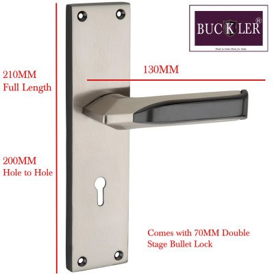 BUCKLER Zinc Alloy-4168-Black Silver 8 Inch Mortise Handle set-70MM Double Turn Bullet Lock  (Black-Silver)