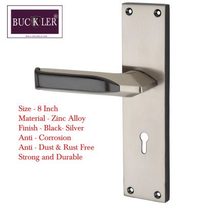 BUCKLER Zinc Alloy-4168-Black Silver 8 Inch Mortise Handle set-70MM Double Turn Bullet Lock  (Black-Silver)