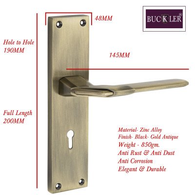 BUCKLER Zinc Alloy-4178-Gold Antique 8 Inch Mortise Handle set-70MM Double Turn Bullet Lock  (Antique)