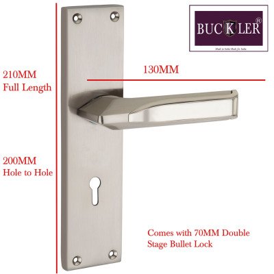 BUCKLER Zinc Alloy-4228-Silver-Saten 8 Inch Mortise Handle set-70MM Double Turn Bullet Lock  (SIlver-Saten)