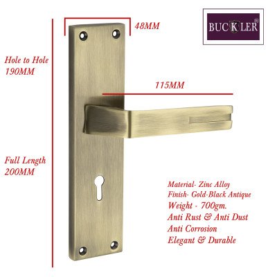 BUCKLER Zinc Alloy-4058-Gold Antique 8 Inch Mortise Handle set-70MM Double Turn Bullet Lock  (Antique)