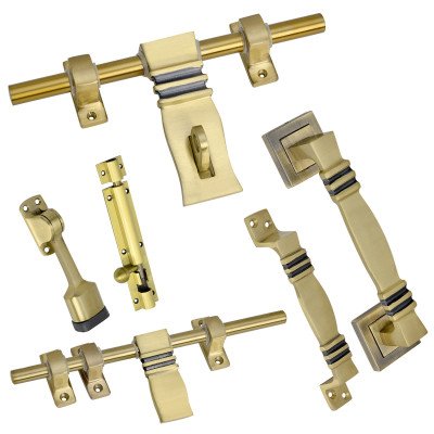 BUCKLER Door Kit Set, Latch and Bolts  (Aluminium, Stainless Steel) Finish-Gold Antique, Size -10 Inch Aldrop-Altroz