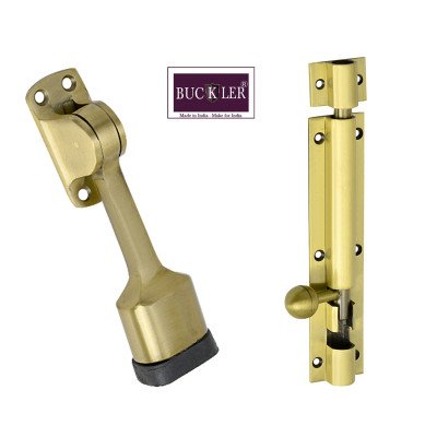 BUCKLER Door Kit Set, Latch and Bolts  (Aluminium, Stainless Steel) Finish-Gold Antique, Size -10 Inch Aldrop-Altroz