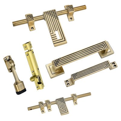 BUCKLER Door Kit Set, Latch and Bolts  (Aluminium, Stainless Steel) Finish-Gold Antique, Size -10 Inch Aldrop- Liner