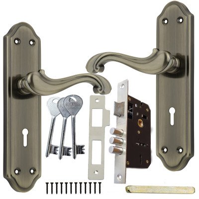 BUCKLER Iron Mortise Handle Lock for Main Door, Bedroom, Main Gate Heavy Duty-70MM Double Turn Lock-8 Inch-GANESHA