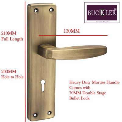 BUCKLER Iron Mortise Handle Lock for Main Door, Bedroom, Main Gate Heavy Duty-70MM Double Turn Lock-8 Inch-Punch-ANT