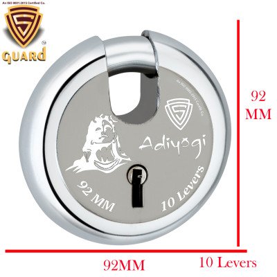 S-GUARD ADIYOGI Iron-Steel 92MM,10 Lever-8 Common Keys Shutter lock for Shop,Godown,Store Gate-Door Lock  (Laser Print Design)