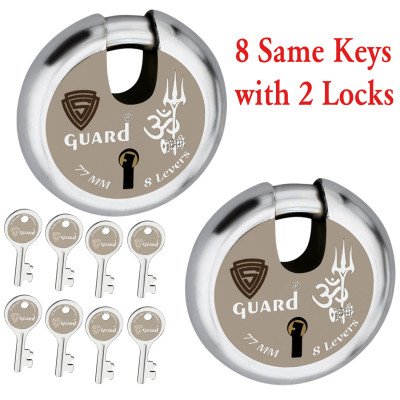 S-GUARD Trishul Iron-Steel 77MM,8 Lever-8 Common Keys Shutter lock for Shop,Godown,Store Gate-Door Lock  (Laser Print Design)