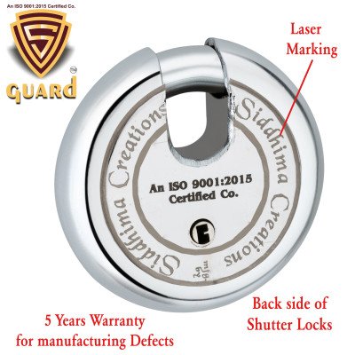 S-GUARD Adiyogi Iron-Steel 77MM,8 Levers -4 Keys-Shutter lock for Shop,Godown,Store Gate-Door Lock  (Laser Print)