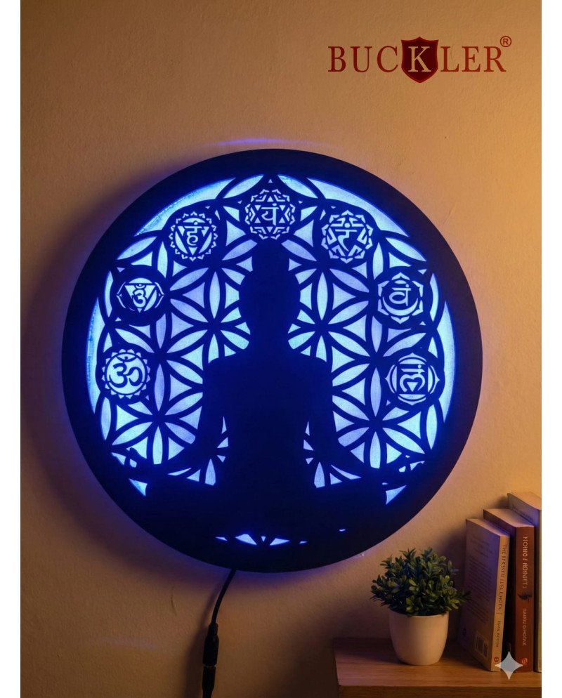 BUCKLER LED Buddha Wall Light | Warm Backlit Buddha Mandala Wall Decor | Spiritual LED Wall Art for Home, Temple & Living Room